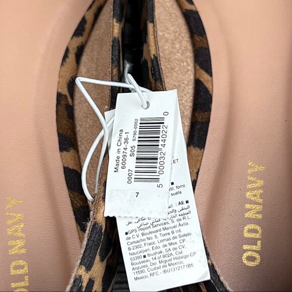 Old Navy Navy Pointy Faux- Suede Animal Print Flats Sz 7 - Picture 5 of 12